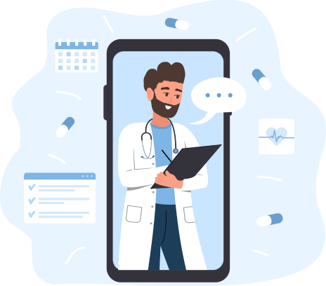 Person having an online doctor consultation from home on a laptop